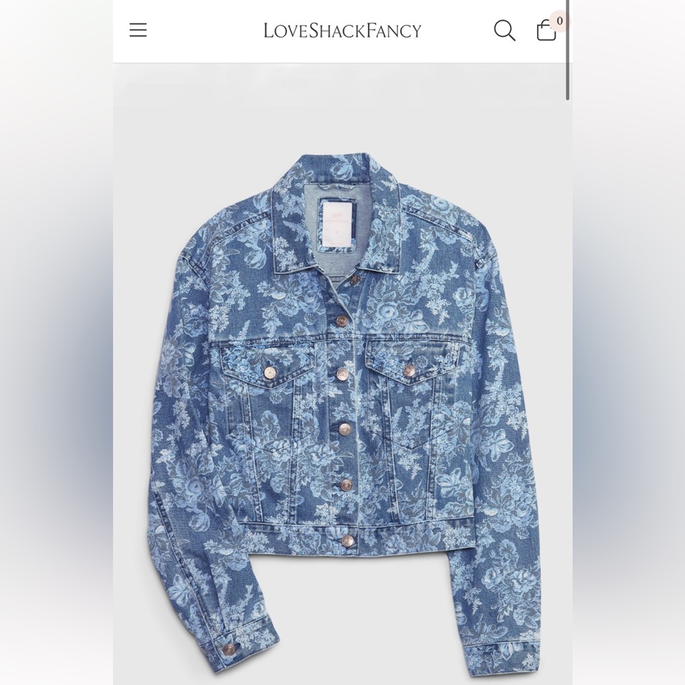 LoveShackFancy X Gap Floral Icon Denim Jacket with Washwell all sizes Large